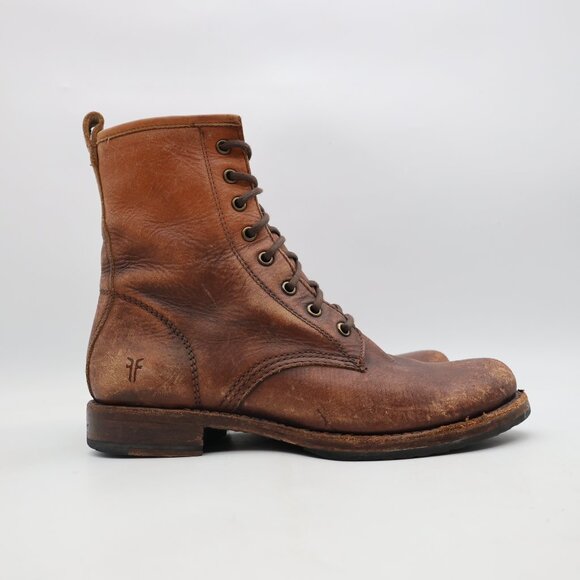 Frye Veronica Lace-Up Combat Boots Women's Size 8.5 B Distressed Brown Leather - Picture 1 of 10